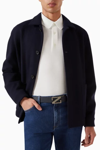 حزام بوجهين جلد بشعار الماركة