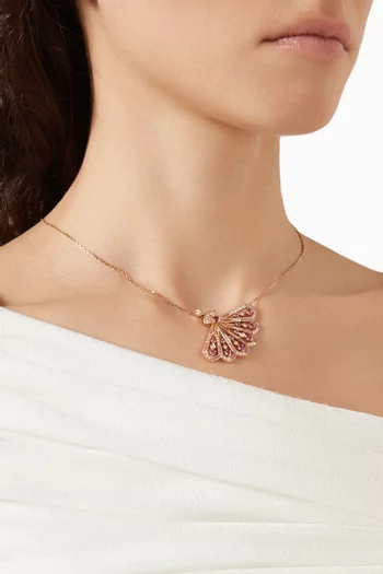 قلادة فانفير سيمفوني بدلاية مفرغة مرصعة بالماس ذهب وردي عيار 18