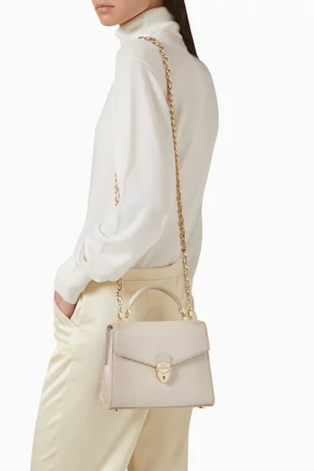 حقيبة ماي فير 2 متوسطة بيد علوية جلد بنقشة جلد الحرباء