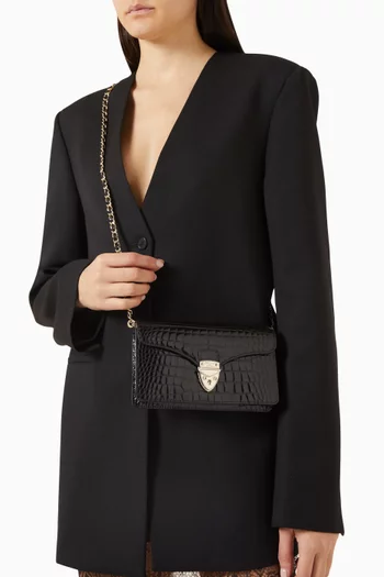 كلاتش ماي فير جلد لامع بنقشة جلد التمساح