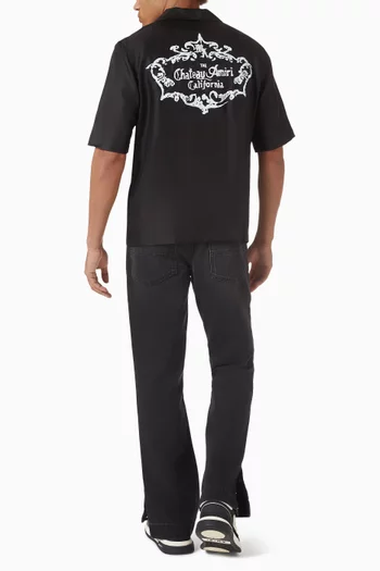 قميص بياقة بطية وشعار Chateau حرير