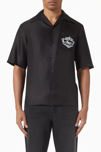 قميص بياقة بطية وشعار Chateau حرير