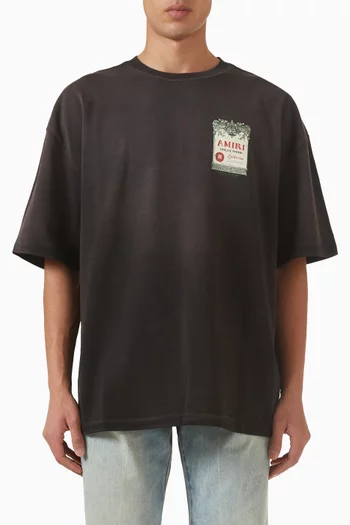 تي شيرت شاتو فضفاض بطبعة شعار الماركة قطن