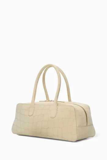 Mini Mawi Top-handle Bag in Croc-embossed Suede Leather