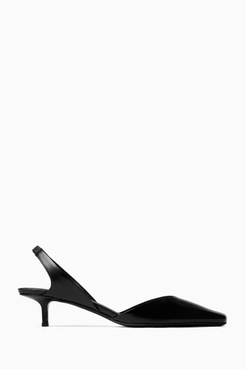 Betsy Kitten Slingbacks in Smooth Leather