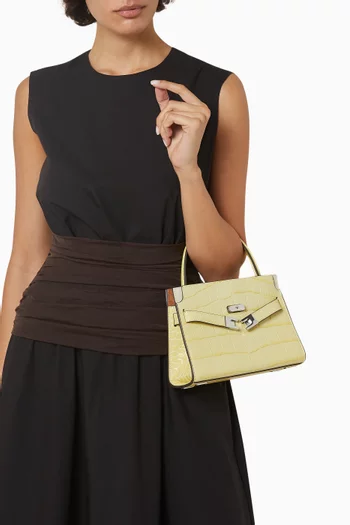 Petite Lee Radziwill Double Top-handle Bag in Embossed Leather