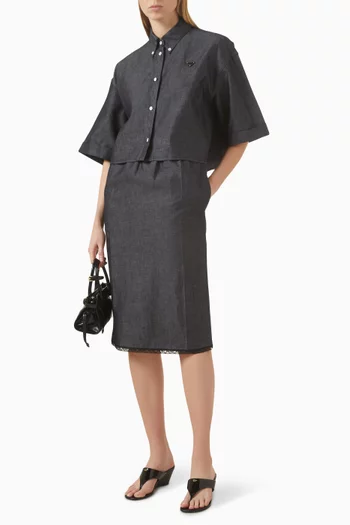 Elastic-waist Skirt in Cotton Blend