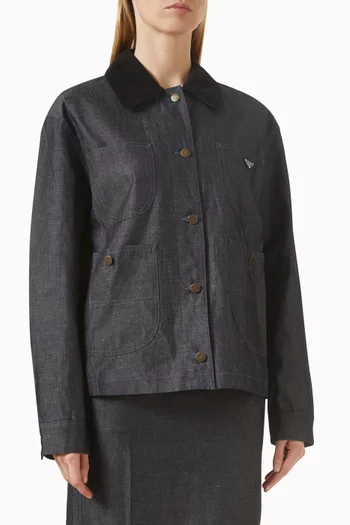 Contrast-collar Jacket in Cotton Blend