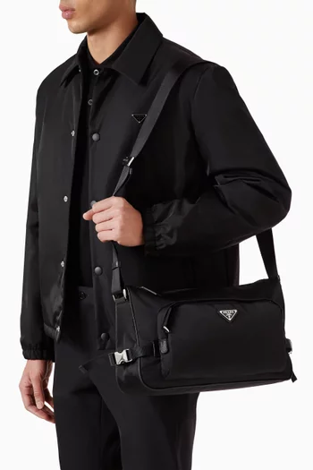 Large Shoulder Bag in Re-Nylon & Saffiano Leather