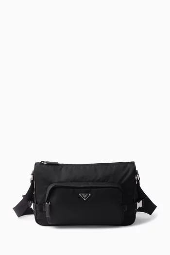 Large Shoulder Bag in Re-Nylon & Saffiano Leather