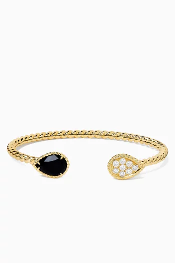 Serpent Bohème Double S Motif Diamond & Onyx Bracelet in 18kt Gold