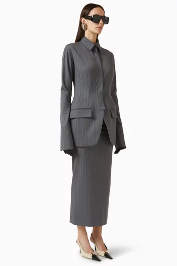 Pinstripe Tube Skirt in Virgin Wool Blend