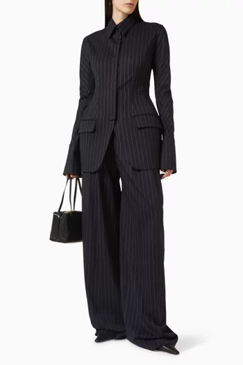 Pinstripe High-waist Pants in Wool