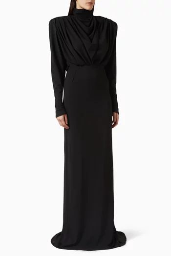 فستان باور بقصة مستقيمة صوف وجيرسيه