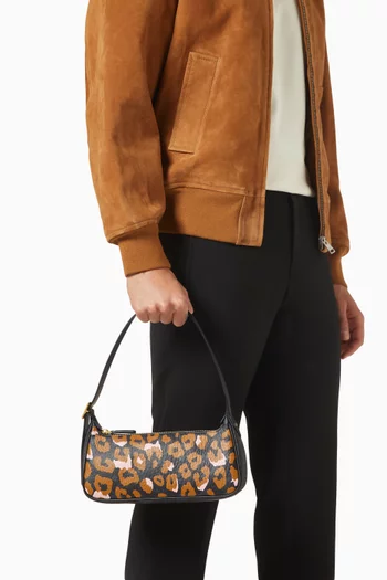 حقيبة كتف آرين صغيرة قنب بنقشة فيزيتوس وحروف شعار الماركة