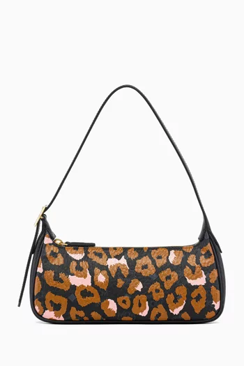 حقيبة كتف آرين صغيرة قنب بنقشة فيزيتوس وحروف شعار الماركة