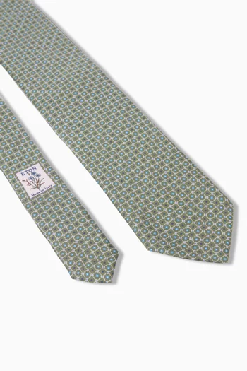 Geometric Printed Tie in Silk