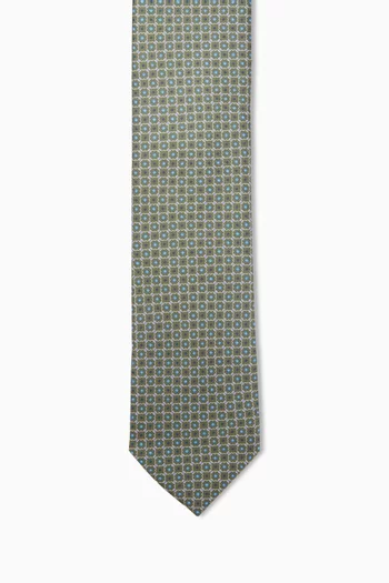 Geometric Printed Tie in Silk