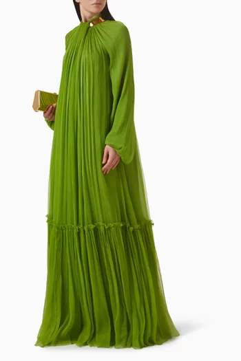 فستان طويل بكشكش