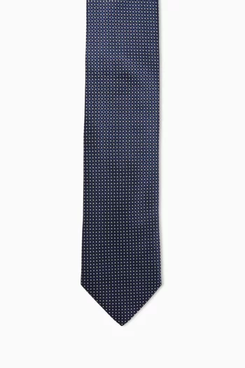 Micro Geometric Tie in Woven Silk