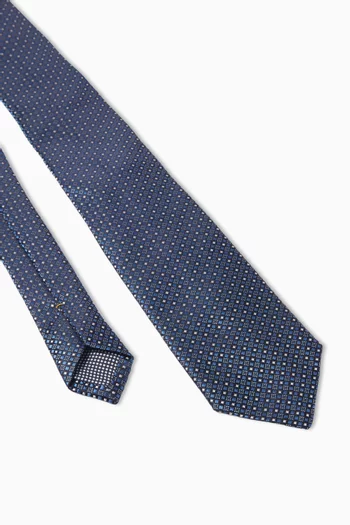Micro Geometric Printed Tie in Silk