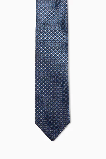 Micro Geometric Printed Tie in Silk