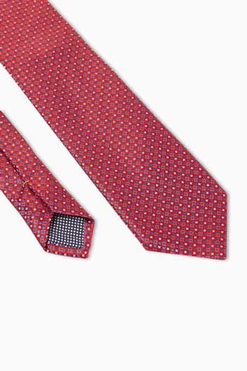 Micro Geometric Printed Tie in Silk