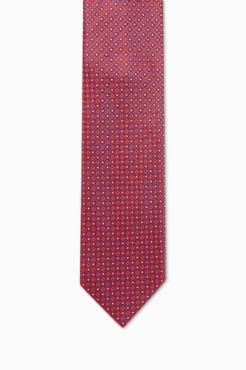 Micro Geometric Printed Tie in Silk
