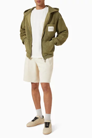 Chest Pocket Zipper Hoodie in Cotton