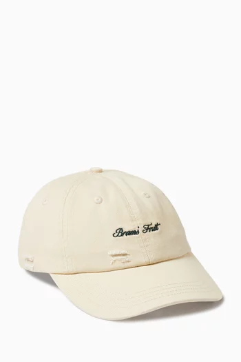 Distressed Logo Cap in Washed Twill