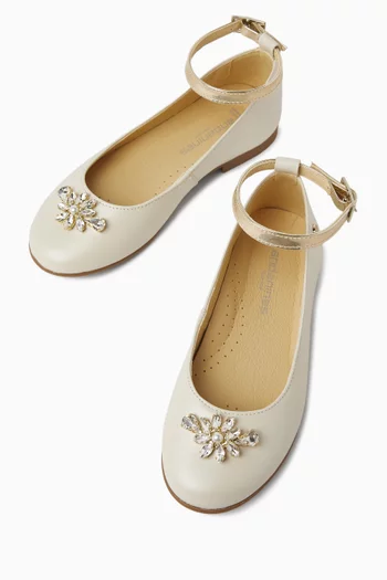 Rhinestone Ballerina Flats in Leather