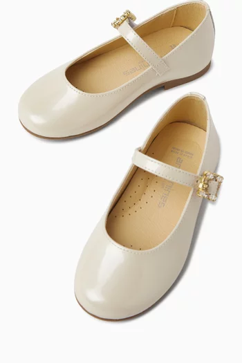 Rhinestone Ballerina Flats in Leather