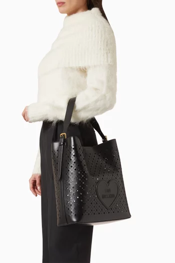 حقيبة هوبو بتصميم سلة جلد بارز الملمس