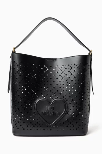 حقيبة هوبو بتصميم سلة جلد بارز الملمس