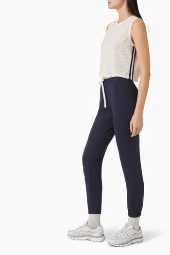 بلوزة لوجان بلا أكمام مزينة بخطوط قماش شبكي