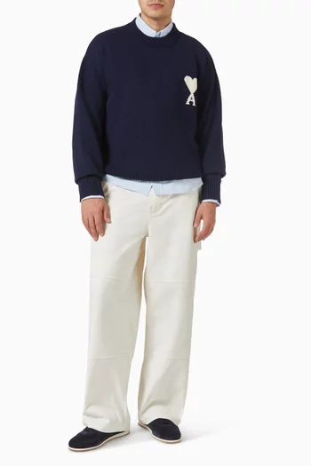 Contrasted Ami De Coeur Sweater in Merino Wool