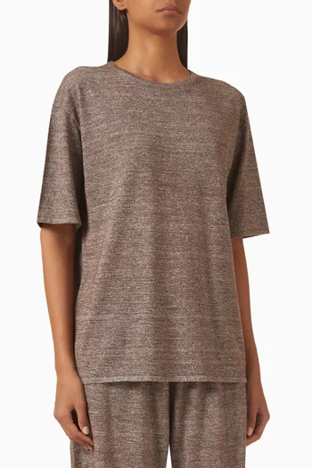 تي شيرت بأكتاف منسدلة صوف وكتان