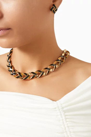 1990s Vintage Enamel Necklace & Earrings Set