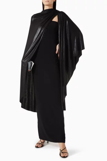 Asymmetric Shawl Wrap in Lame-velvet