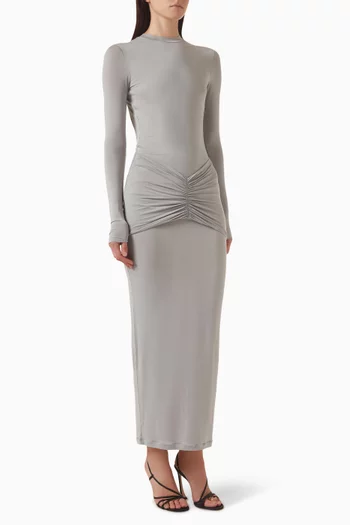 Ruched Open-back Dress in Jersey