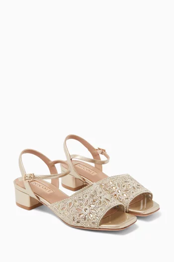 صندل أزيل مطرز بالكريستال