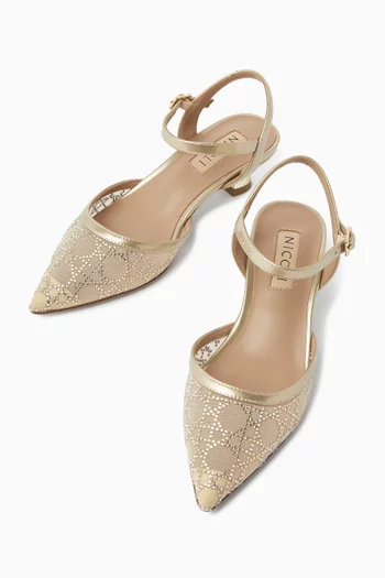 Sherry Sandals in Metallic Leather & Mesh