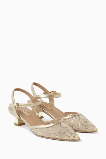 Sherry Sandals in Metallic Leather & Mesh