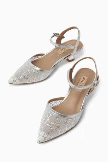 Sherry Sandals in Metallic Leather & Mesh