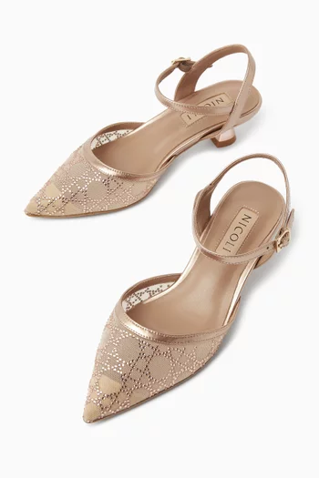 Sherry Sandals in Metallic Leather & Mesh