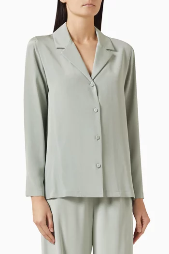Straight-cut Shirt in Silk Crepe de Chine