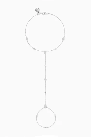 Mosaic Diamond Sandblast Hand Chain in 18kt White Gold