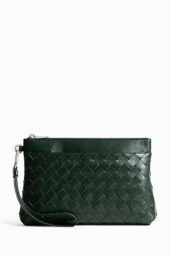 Prism Pouch in Intrecciato Leather