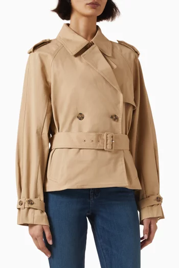 Crop Trench Jacket in Cotton Blend