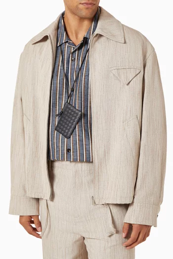 حافظة بطاقة هوية جلد بيكولو مجدول